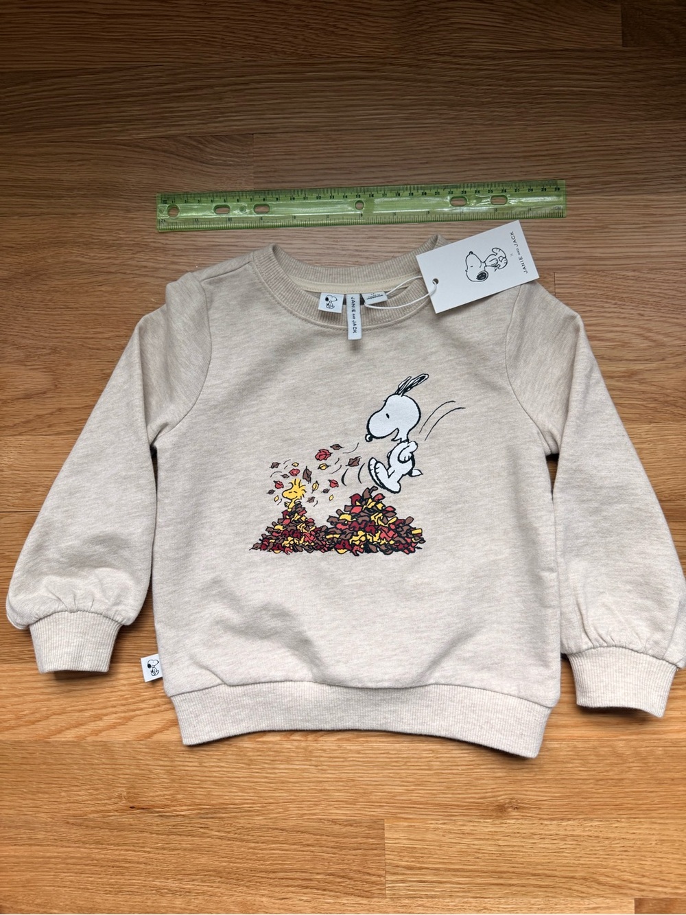 Janie and Jack Peanuts Snoopy Jump into Leaves Sweatshirt (2T)